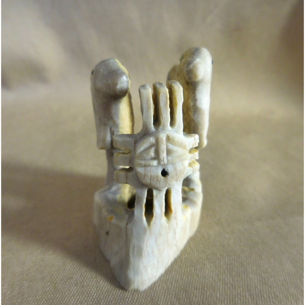 ZUNI Native American Pueblo Indian Nakate Dolphins Fetish Carving Antler #718pop